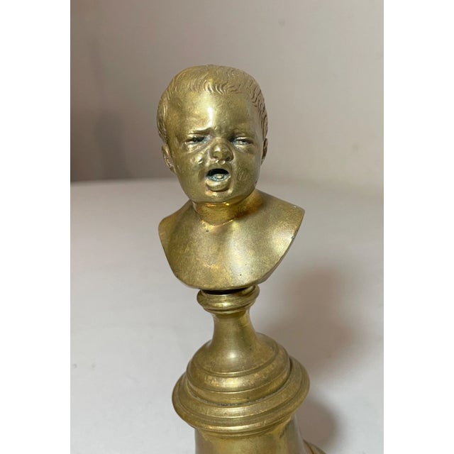 Antique 19th Century Solid Heavy Gilt Bronze Baby Child Bust Statue Sculpture For Sale In New York - Image 6 of 11