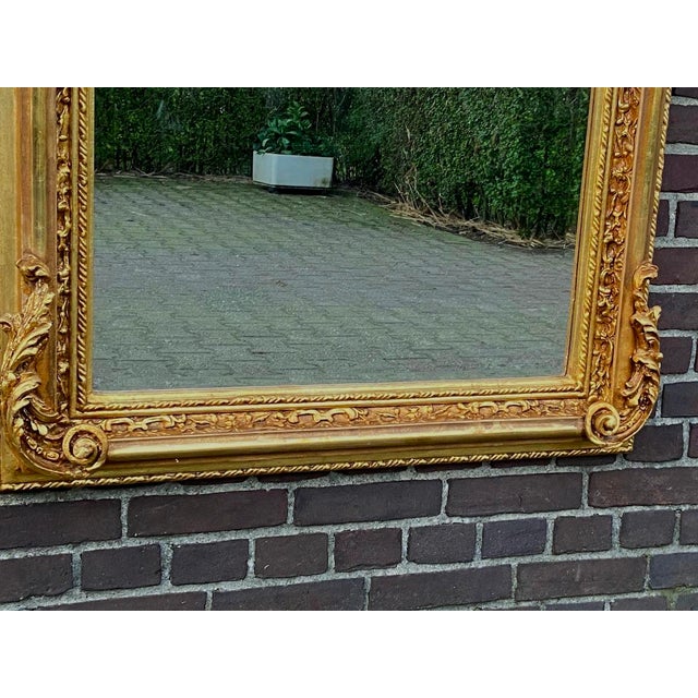1980s 1980s French Louis XVI Gold Wood Floor Mirror For Sale - Image 5 of 11