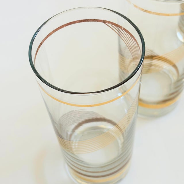 Mid Century Gold Spiral Highball Tumblers - Set of 4 For Sale - Image 9 of 12
