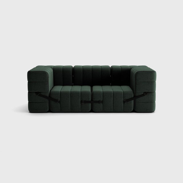 Contemporary Modular 2-Seater Sofa with Armrests in Dama 0061 Fabric (Dark Green) – 7 Sofa Modules from Ambivalenz For Sale - Image 3 of 5