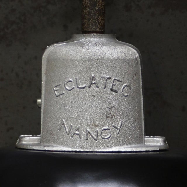 Vintage Industrial French Black Enamel Factory Wall Light For Sale - Image 10 of 11