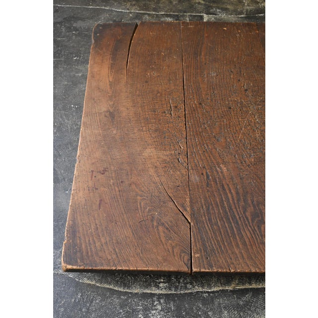 Brown Antique Japanese Wooden Work Board / Wall-Mounted Object/ Wabi-Sabi Low Table For Sale - Image 8 of 18