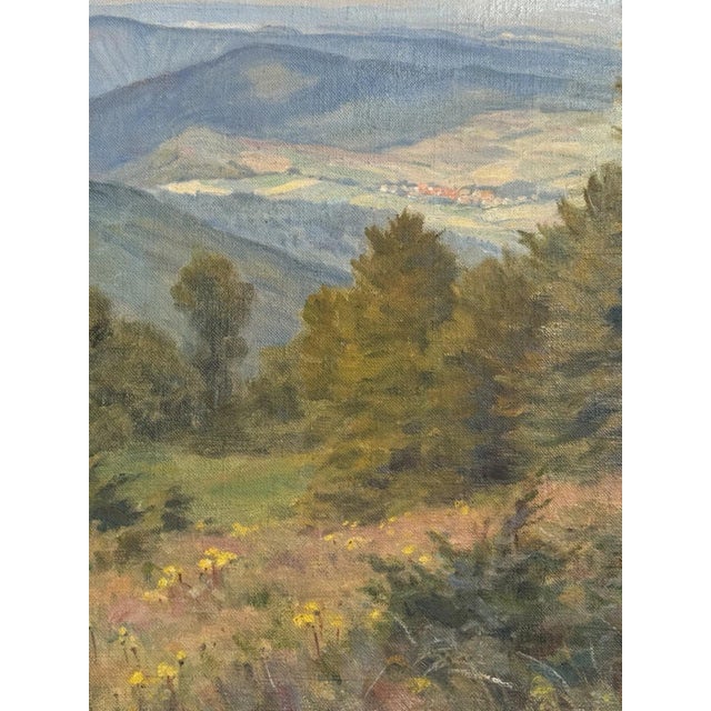 Modern Heinrich Pforr, View of Meißner into the Werra Valley, Oil Painting on Canvas For Sale - Image 3 of 13