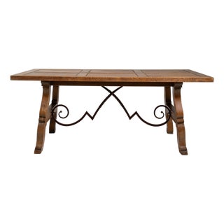 1960s Spanish Table with Iron Accents For Sale