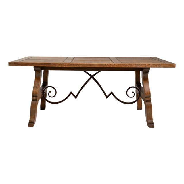 1960s Spanish Table with Iron Accents For Sale