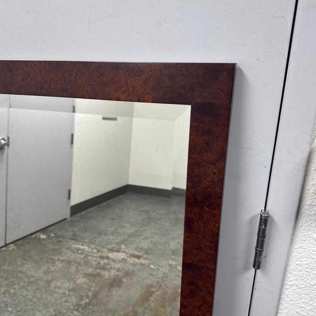 Burl Wood Rectangular Beveled Mirror For Sale - Image 12 of 13