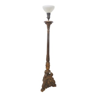 Early 20th Century Italian Style Gilt Carved Floor Lamp For Sale