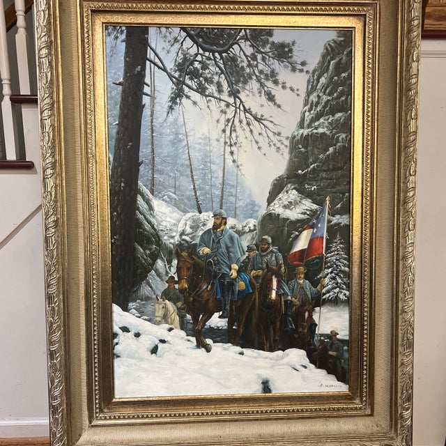 Oil on Canvas Painting by A. Degrazio Copy of "The Romney Expedition" Depicting Major General Thomas J. "Stonewall" Jackson For Sale - Image 12 of 12