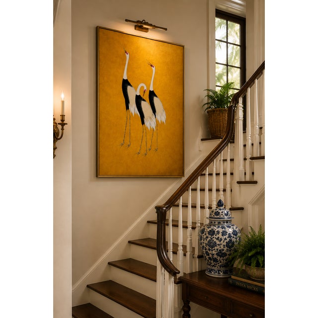Paper Japanese Crane Wall Art, Gold Decorative Bird Print, 32" X 48" For Sale - Image 7 of 11