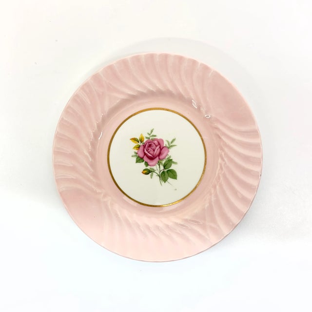 Pink Vintage Soft Pink Floral Motif Wall Plate Curation - Group of 9 For Sale - Image 8 of 12