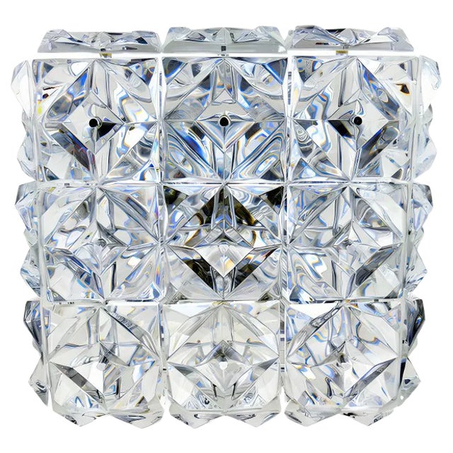 Mid-Century Modern Ceiling Lamp in Crystal & Chrome from Kinkeldey, 1970s For Sale