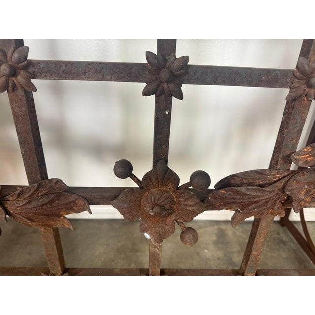 Monumental Hand-Wrought Iron Console With Stone Medallion and Classical Garlands For Sale - Image 9 of 17
