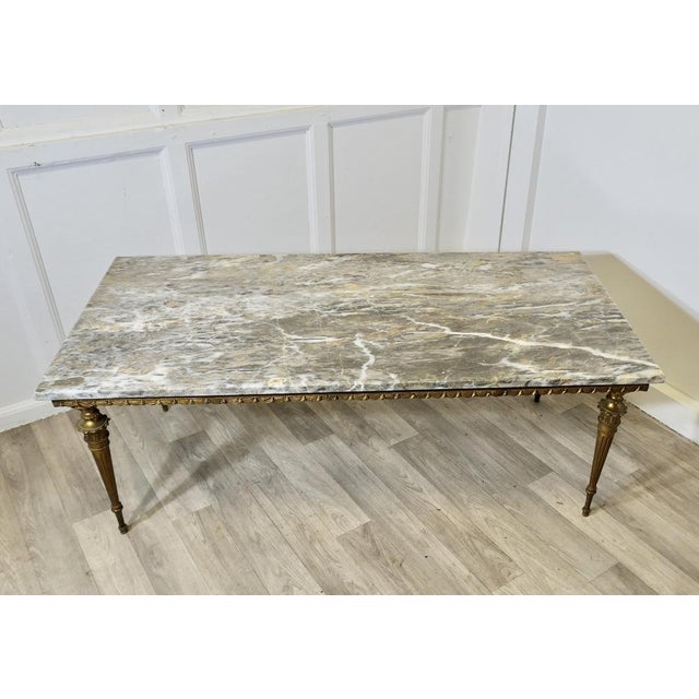 French Ormolu and Marble Coffee Table, 1930s For Sale - Image 11 of 11