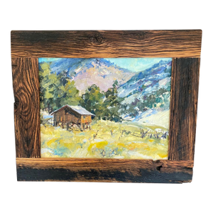 "February Morning" ~ Lorie Batson, Original Oil Painting, a Quiet Rural Landscape With a Rustic Charm and Morning Light on the Old Loafing Shed.