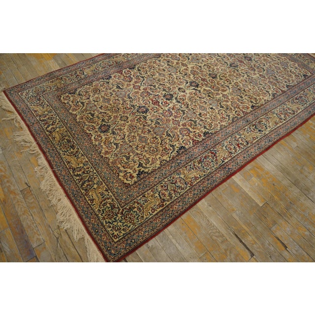 Textile 1940s Ivory Floral Antique Persian Nain Carpet 5'3" X 8'4" Knotted Wool Rug For Sale - Image 7 of 9
