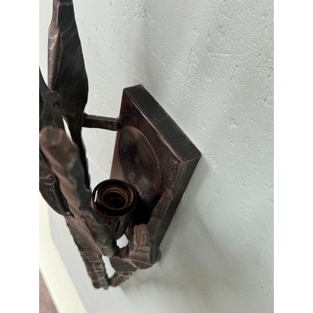 Italian Brutalist Wall Lamp in Iron, 1970s For Sale - Image 11 of 13