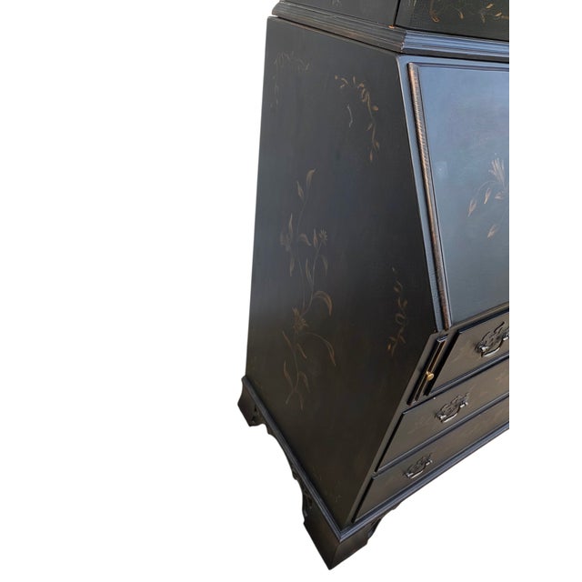 Wood 1990s Ethan Allen Newport Liliana Secretary Writing Desk Hutch Display Chinoiserie For Sale - Image 7 of 18