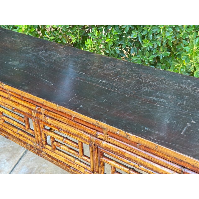 19th Century Nine Foot Chinese Bamboo Altar Table For Sale - Image 12 of 18