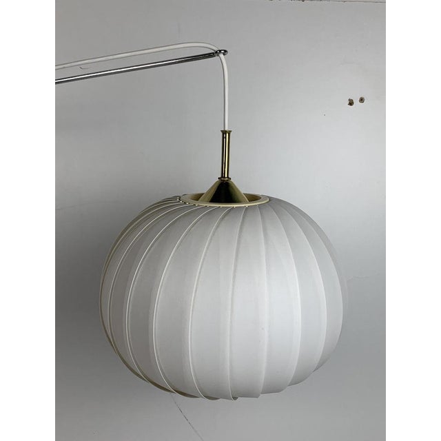 Mid-Century Modern Extendable Brass Wall Mount with Cocoon and Sisal Shade by Lars Schioler, 1960s For Sale - Image 4 of 18