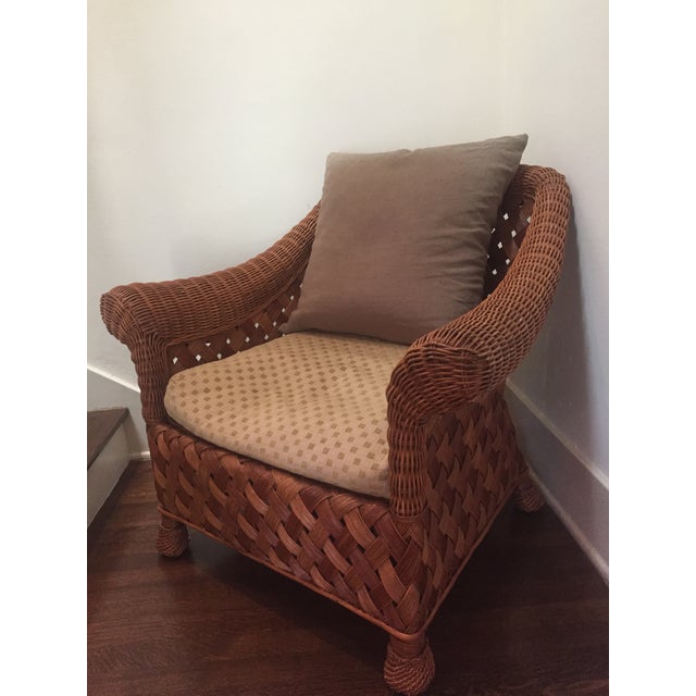 Asian Rattan Chair & Down Pillows Chairish
