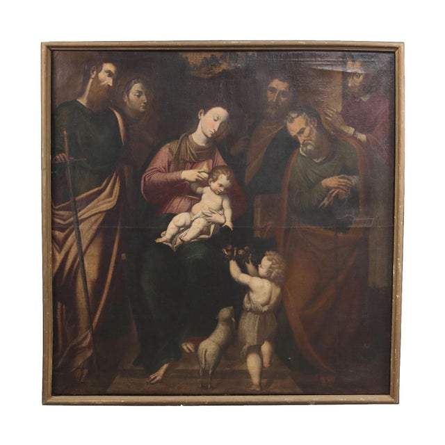 Lombard School Artist, Madonna and Child with Saints, 17th Century, Oil on Canvas, Framed For Sale - Image 15 of 15