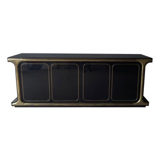Black Lacquer and Brass Sideboard by Mastercraft For Sale