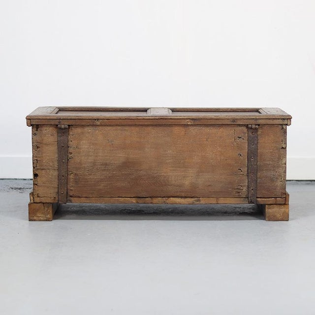 Weathered Antique Rustic Oak 18th Century Chest For Sale - Image 6 of 14