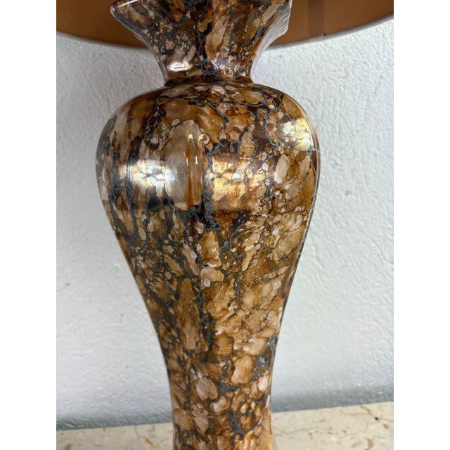 1970s Mid-Century Vintage Faux Marble Pottery Table Lamps/a Pair For Sale - Image 5 of 11