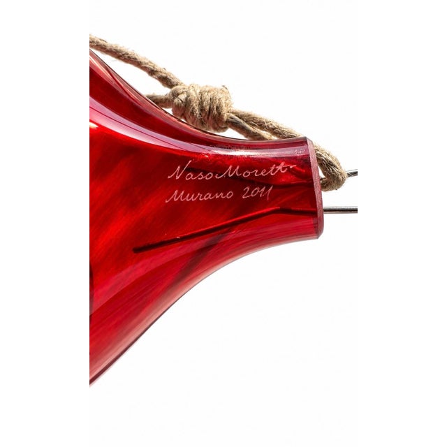 Large Vintage Red Blown Murano Glass Hanging Sphere by Nason Moretti, 2011 For Sale - Image 4 of 7