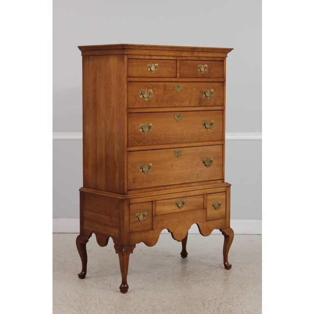 Stickley Stickley Cherry Queen Anne Flat Top Highboy Chest For Sale - Image 4 of 17