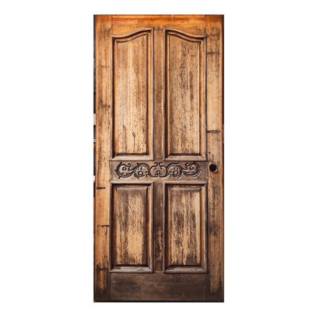 Late 20th Century Wooden Door With Intricate Scrollwork For Sale