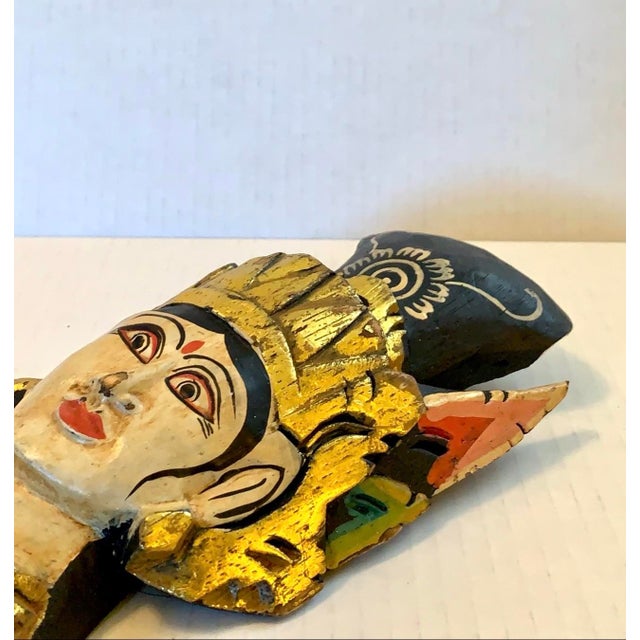 Gold Vintage 25” Balinese Gilt Wood Temple Dancer Wall Sculpture, Hand-Carved, Indonesia For Sale - Image 8 of 12