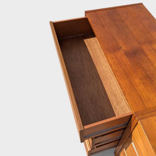 Mid-Century Modern Danish Lowboy Dresser, Two-Piece Credenza, 1960s For Sale - Image 13 of 18