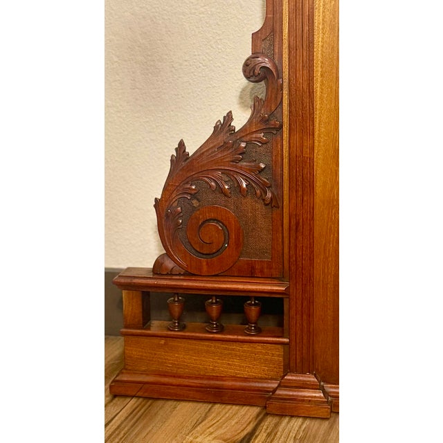 Victorian Rare Victorian Antique** Large Intricately Carved Walnut Mirror For Sale - Image 3 of 9