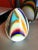 Small White egg lamp in Murano glass with multicolored reeds fused together. Multicolored Glass rods create spectacular...