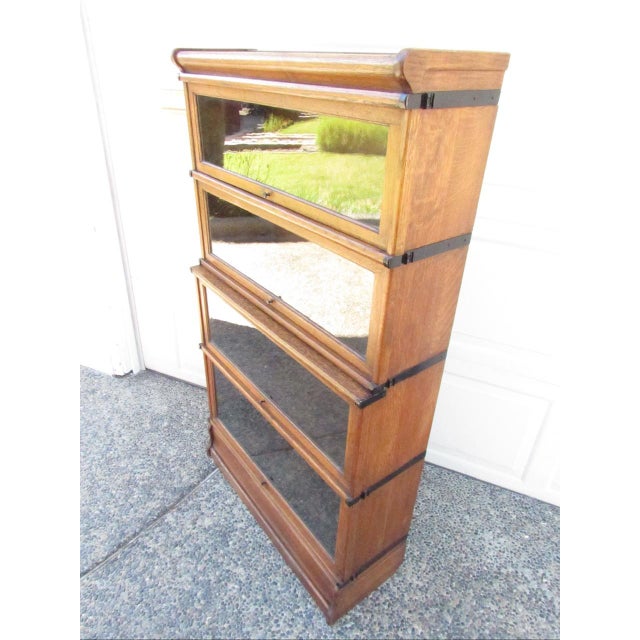 Antique English Oak Stacking Lawyers Bookcase For Sale - Image 4 of 18