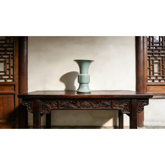 Chinese Ceramic Vase,Guan Ware Crackle Glaze Celadon Porcelain Huagu Vase For Sale In Seattle - Image 6 of 10