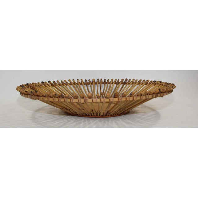 Folk Art Vintage African Tribal Handwoven Round Basket For Sale - Image 3 of 13