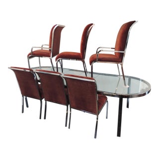 1970s Mid-Century Modern Design Institute of America Chrome Dining Set "Race Track Chrome Dining Set - 7 Pieces For Sale