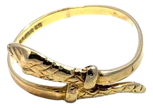 14k Yellow Gold Textured Snake Ring, Size 5