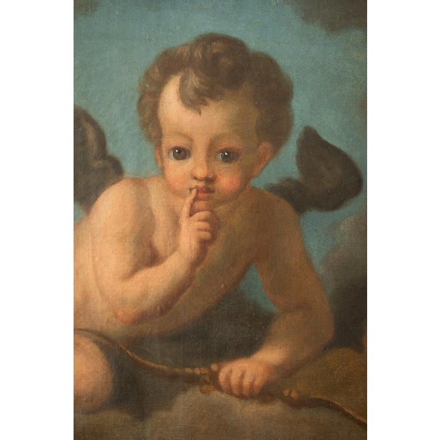 Venetian School Artist, Cherubs, Late 18th Century, Oil on Canvases, Framed, Set of 2 For Sale - Image 4 of 10