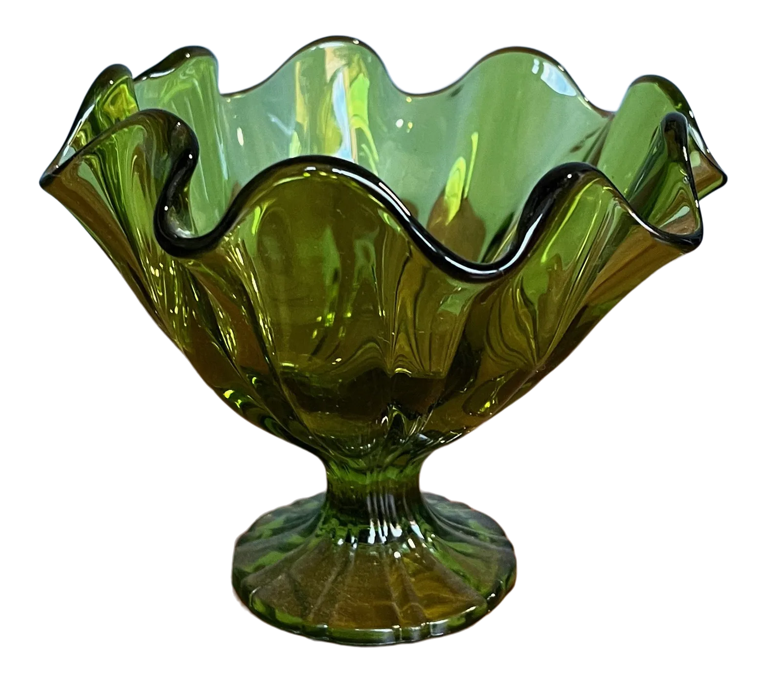 Mid-Century Modern Green Glass Coupe by Viking | Chairish