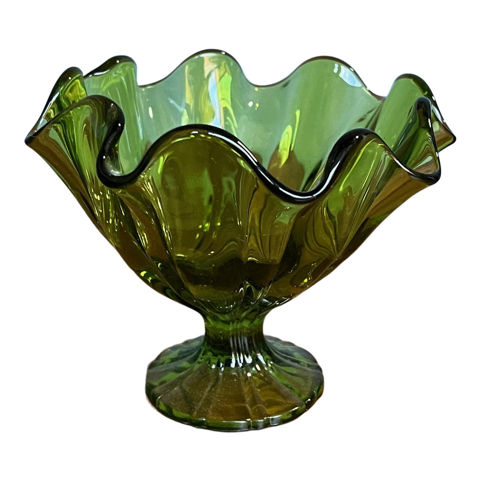 Mid-Century Modern Green Glass Coupe by Viking | Chairish