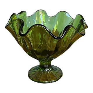 Mid-Century Modern Green Glass Coupe by Viking For Sale