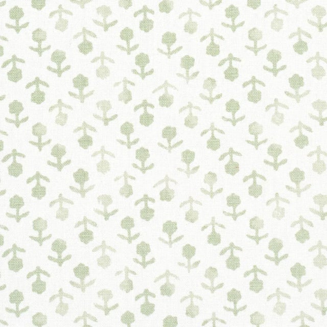 Traditional SAMPLE - Schumacher Beatriz Handprint Fabric In Sage For Sale - Image 3 of 4