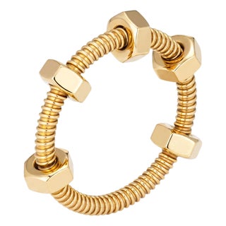Cartier Ecrou Ring Sz 56 7 1/2 18k Yellow Gold Estate Jewelry Screw Bolt Band For Sale