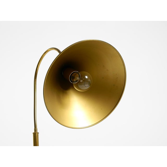 Large Mid-Century Modern Brass Table Lamp with Conical Shade, 1960s For Sale - Image 12 of 18