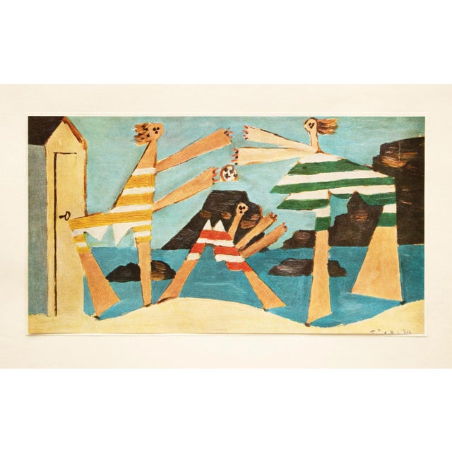 An excellent vintage period full-color print after Cubist painting "Bathers with Beach Ball" (1928) by Pablo Picasso....