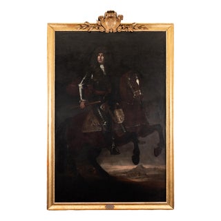 Jacob Van Schuppen, Life-Size Baroque Equestrian Portrait of the King of Sardinia, 1600s, Oil on Canvas For Sale