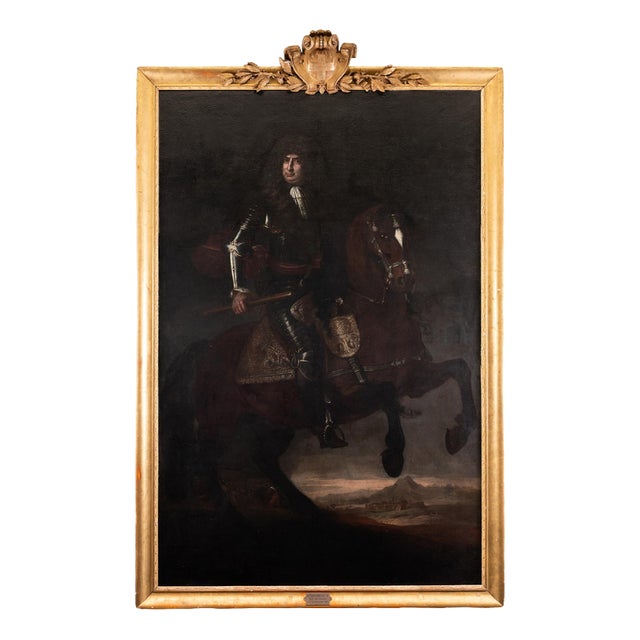 Jacob Van Schuppen, Life-Size Baroque Equestrian Portrait of the King of Sardinia, 1600s, Oil on Canvas For Sale